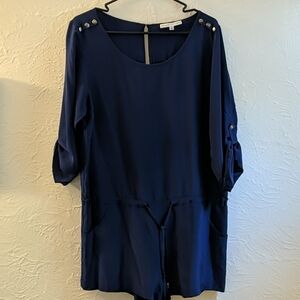 Amanda Uprichard  Silk Navy Roll Tab Shorts Romper Size Medium